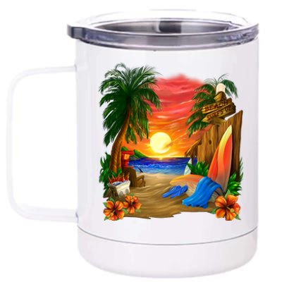 Day at the Beach 12 oz Stainless Steel Tumbler Cup