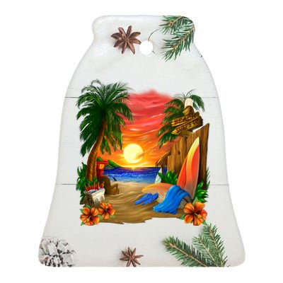 Day at the Beach Ceramic Bell Ornament