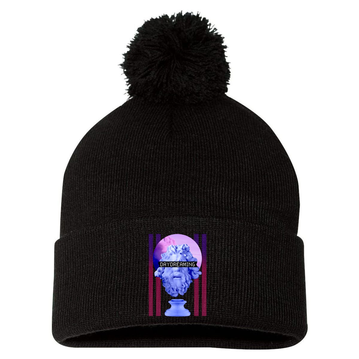 Day Dreaming Statue Pom Pom 12in Knit Beanie