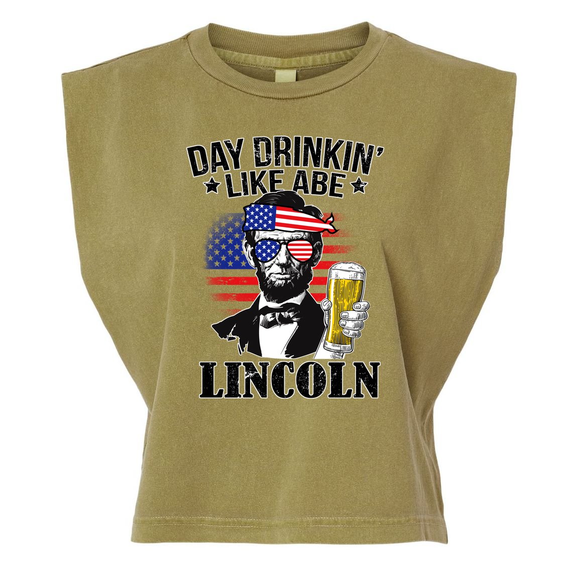 Day Drinkin' Like Abe Lincoln Garment-Dyed Women's Muscle Tee