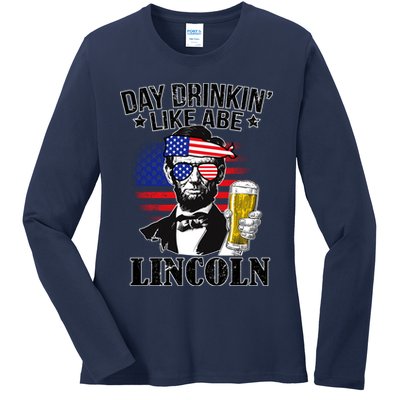 Day Drinkin' Like Abe Lincoln Ladies Long Sleeve Shirt