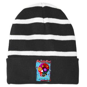 Day of the Dead Striped Beanie with Solid Band