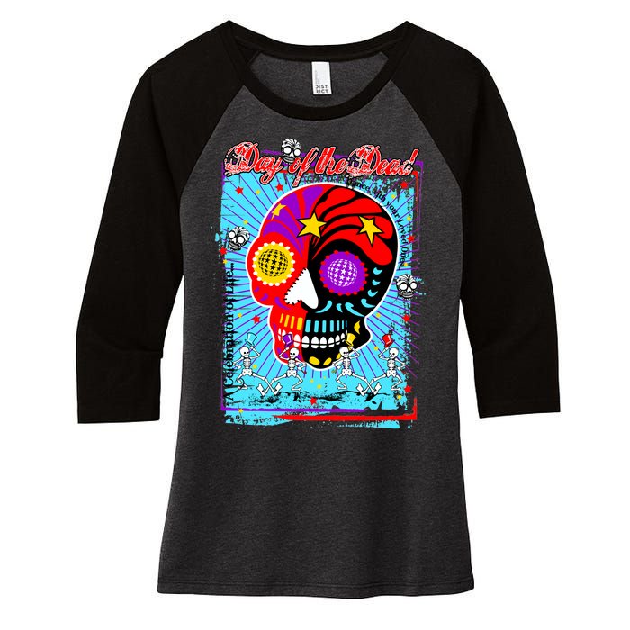 Day of the Dead Women's Tri-Blend 3/4-Sleeve Raglan Shirt