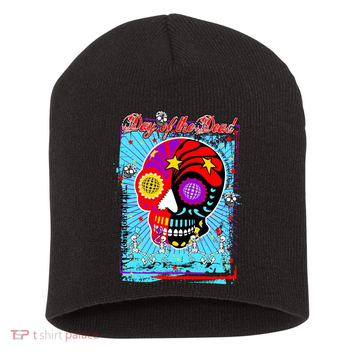 Day of the Dead Short Acrylic Beanie