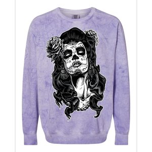 Day Of The Dead Beauty Skeleton Colorblast Crewneck Sweatshirt