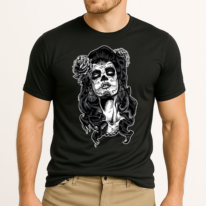 Day Of The Dead Beauty Skeleton Cooling Performance Crew T-Shirt