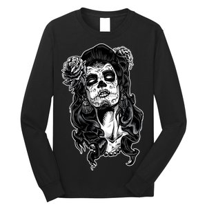 Day Of The Dead Beauty Skeleton Long Sleeve Shirt