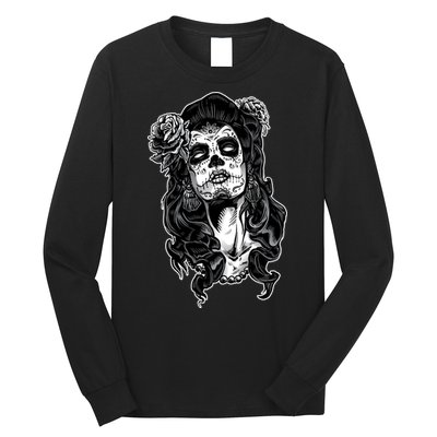 Day Of The Dead Beauty Skeleton Long Sleeve Shirt