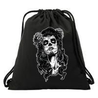 Day Of The Dead Beauty Skeleton Drawstring Bag