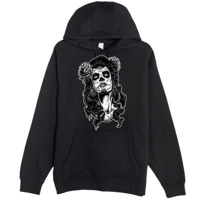 Day Of The Dead Beauty Skeleton Premium Pullover Hoodie