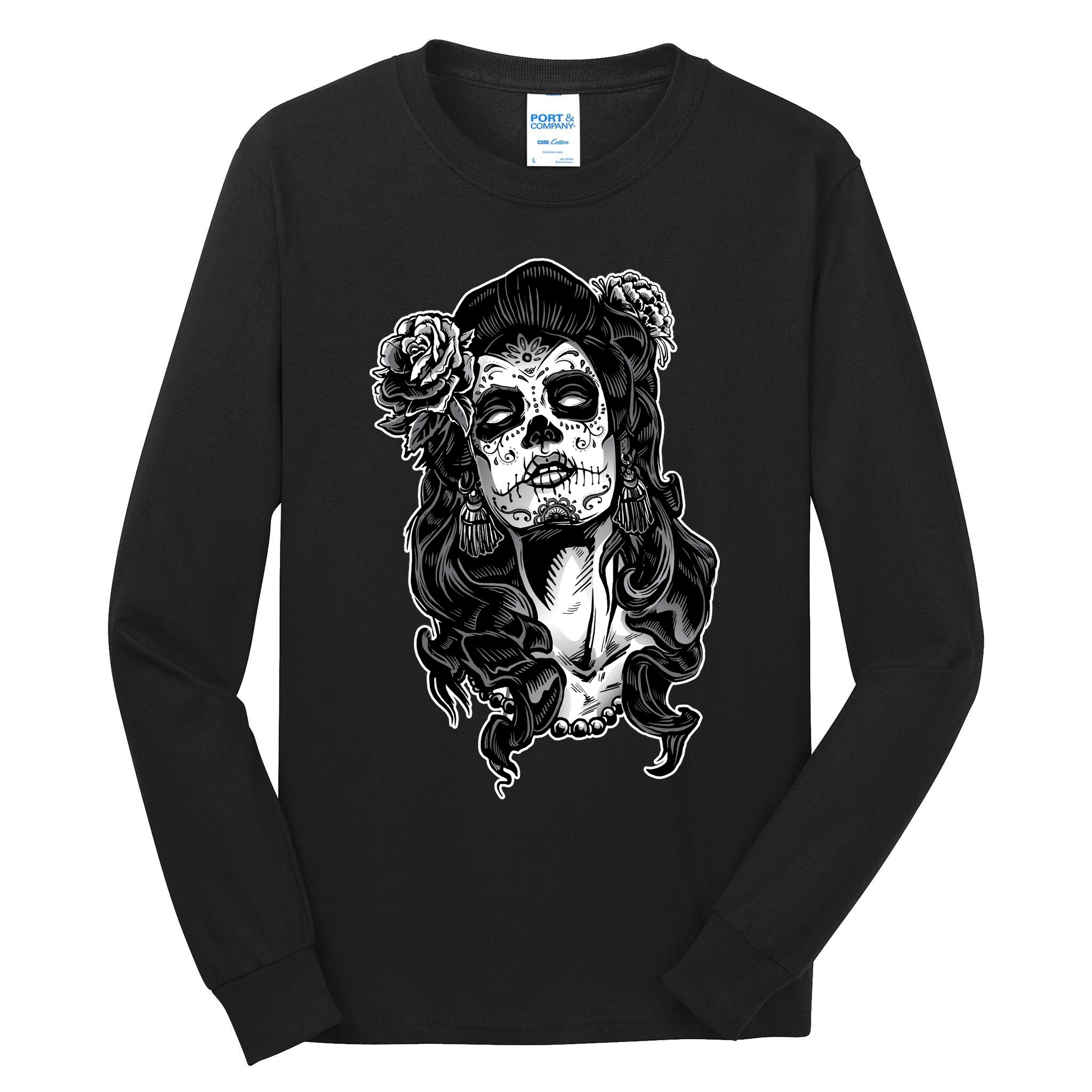 Day Of The Dead Beauty Skeleton Tall Long Sleeve T-Shirt