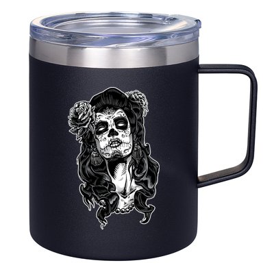 Day Of The Dead Beauty Skeleton 12oz Stainless Steel Coffee Mug