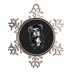 Day Of The Dead Beauty Skeleton Metallic Star Ornament