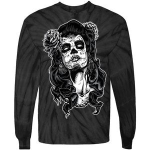 Day Of The Dead Beauty Skeleton Tie-Dye Long Sleeve Shirt