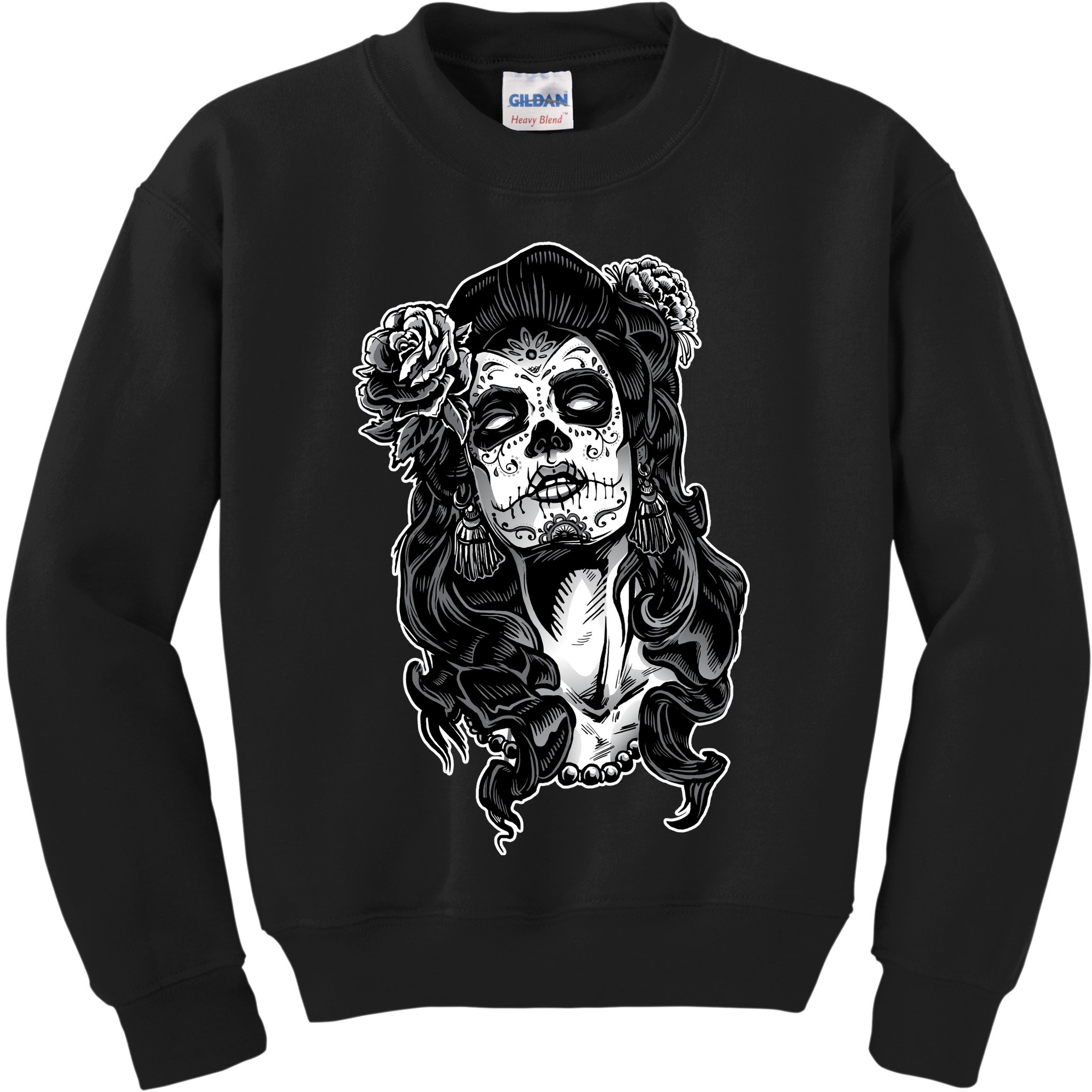 Day Of The Dead Beauty Skeleton Kids Sweatshirt