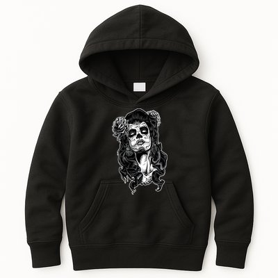 Day Of The Dead Beauty Skeleton Kids Hoodie