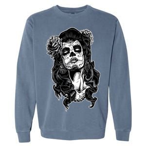 Day Of The Dead Beauty Skeleton Garment-Dyed Sweatshirt