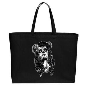 Day Of The Dead Beauty Skeleton Cotton Canvas Jumbo Tote