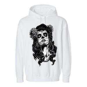 Day Of The Dead Beauty Skeleton Garment-Dyed Fleece Hoodie