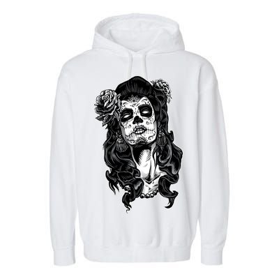 Day Of The Dead Beauty Skeleton Garment-Dyed Fleece Hoodie