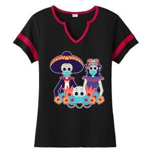 Day Of The Dead Dia De Los Muertos Quarantine Ladies Halftime Notch Neck Tee