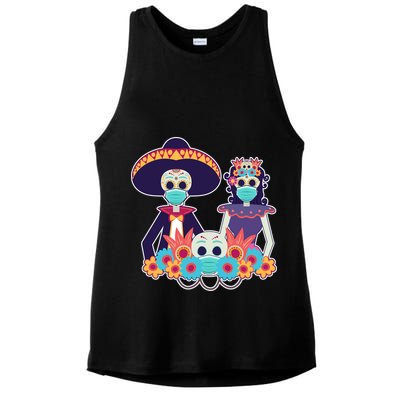 Day Of The Dead Dia De Los Muertos Quarantine Ladies PosiCharge Tri-Blend Wicking Tank