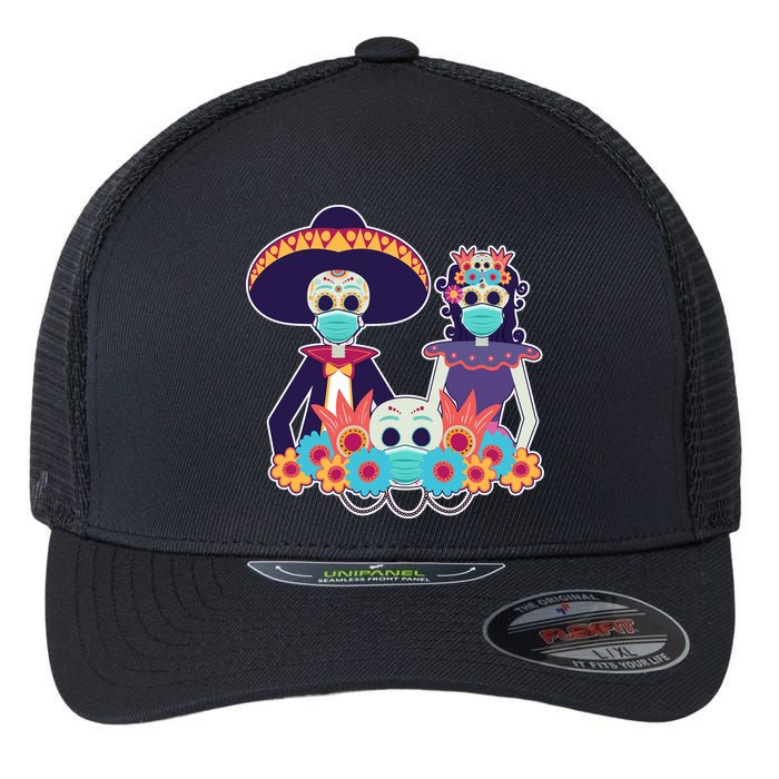 Day Of The Dead Dia De Los Muertos Quarantine Flexfit Unipanel Trucker Cap