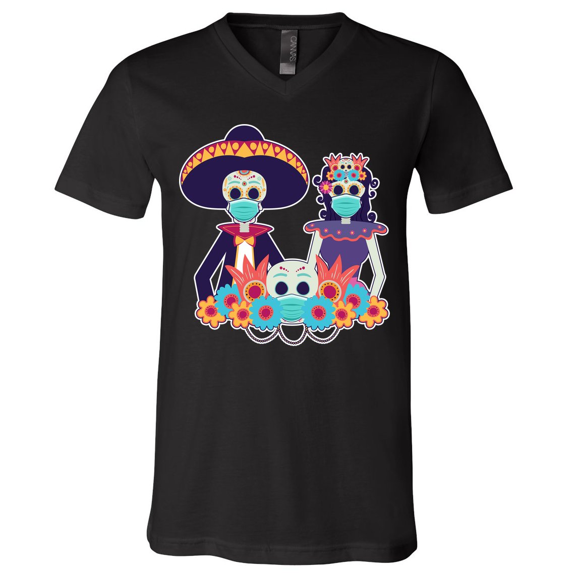 Day Of The Dead Dia De Los Muertos Quarantine V-Neck T-Shirt