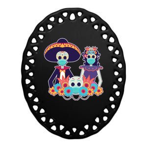 Day Of The Dead Dia De Los Muertos Quarantine Ceramic Oval Ornament