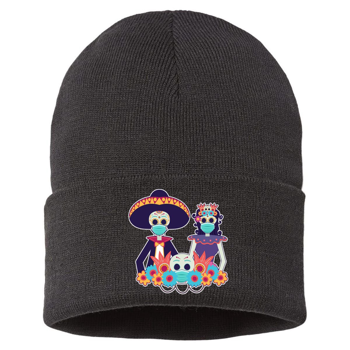 Day Of The Dead Dia De Los Muertos Quarantine Sustainable Knit Beanie
