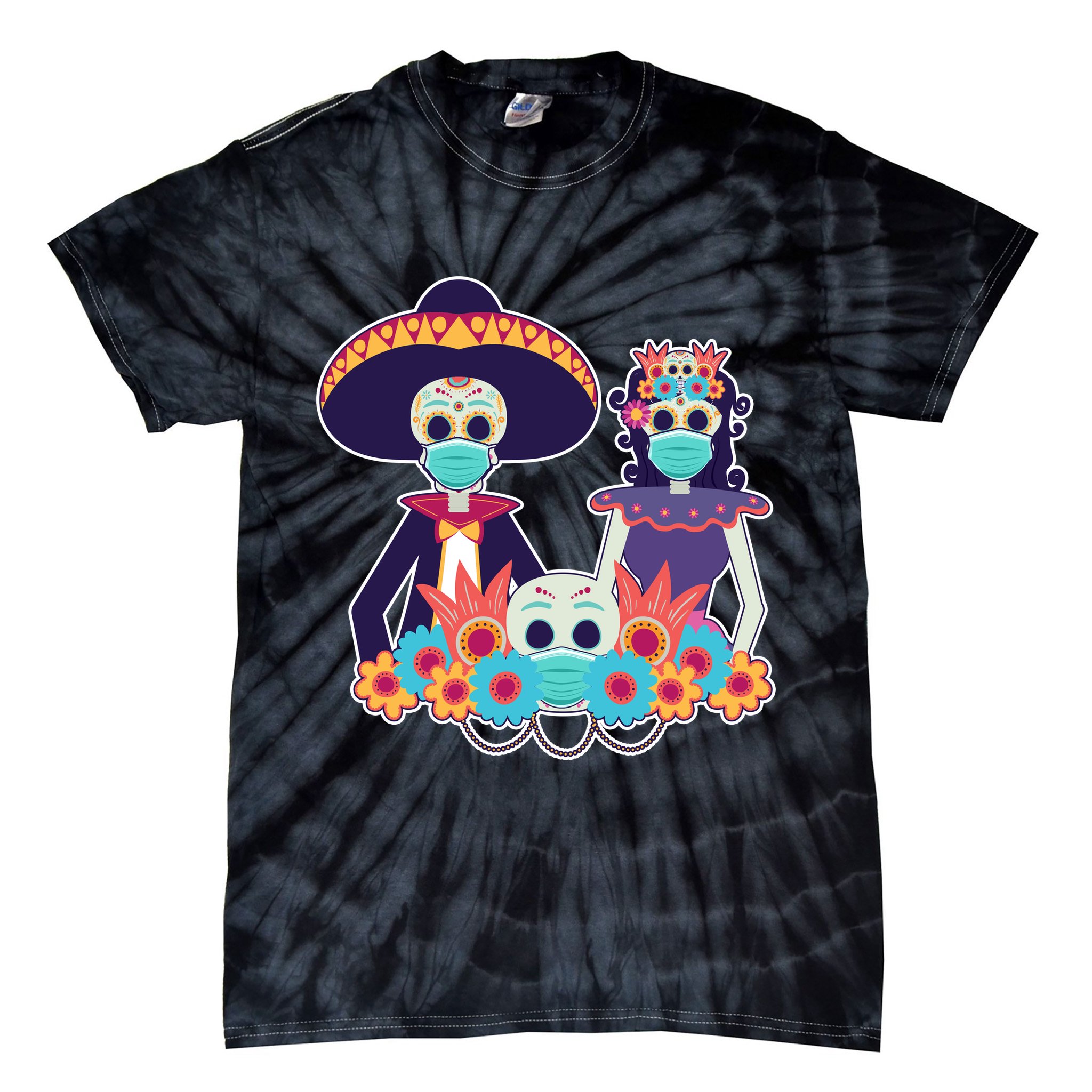 Day Of The Dead Dia De Los Muertos Quarantine Tie-Dye T-Shirt