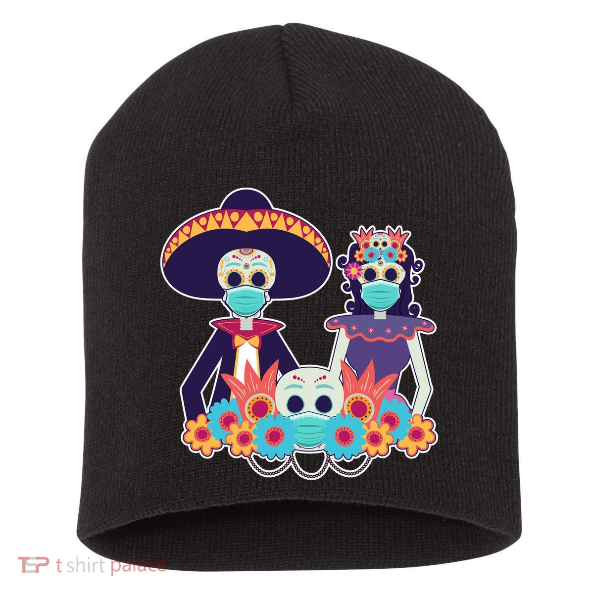 Day Of The Dead Dia De Los Muertos Quarantine Short Acrylic Beanie
