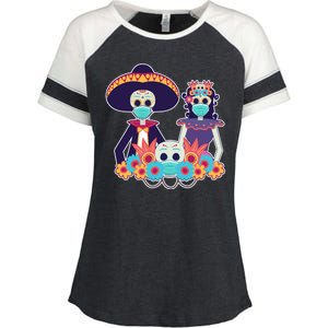 Day Of The Dead Dia De Los Muertos Quarantine Enza Ladies Jersey Colorblock Tee