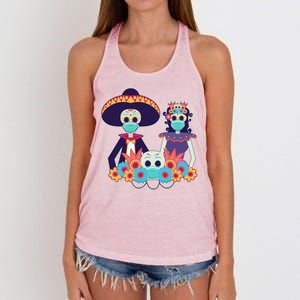 Day Of The Dead Dia De Los Muertos Quarantine Women's Knotted Racerback Tank