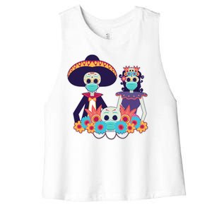 Day Of The Dead Dia De Los Muertos Quarantine Women's Racerback Cropped Tank