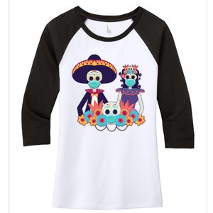 Day Of The Dead Dia De Los Muertos Quarantine Women's Tri-Blend 3/4-Sleeve Raglan Shirt