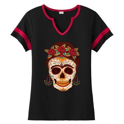 Day Of The Dead Female Ladies Halftime Notch Neck Tee