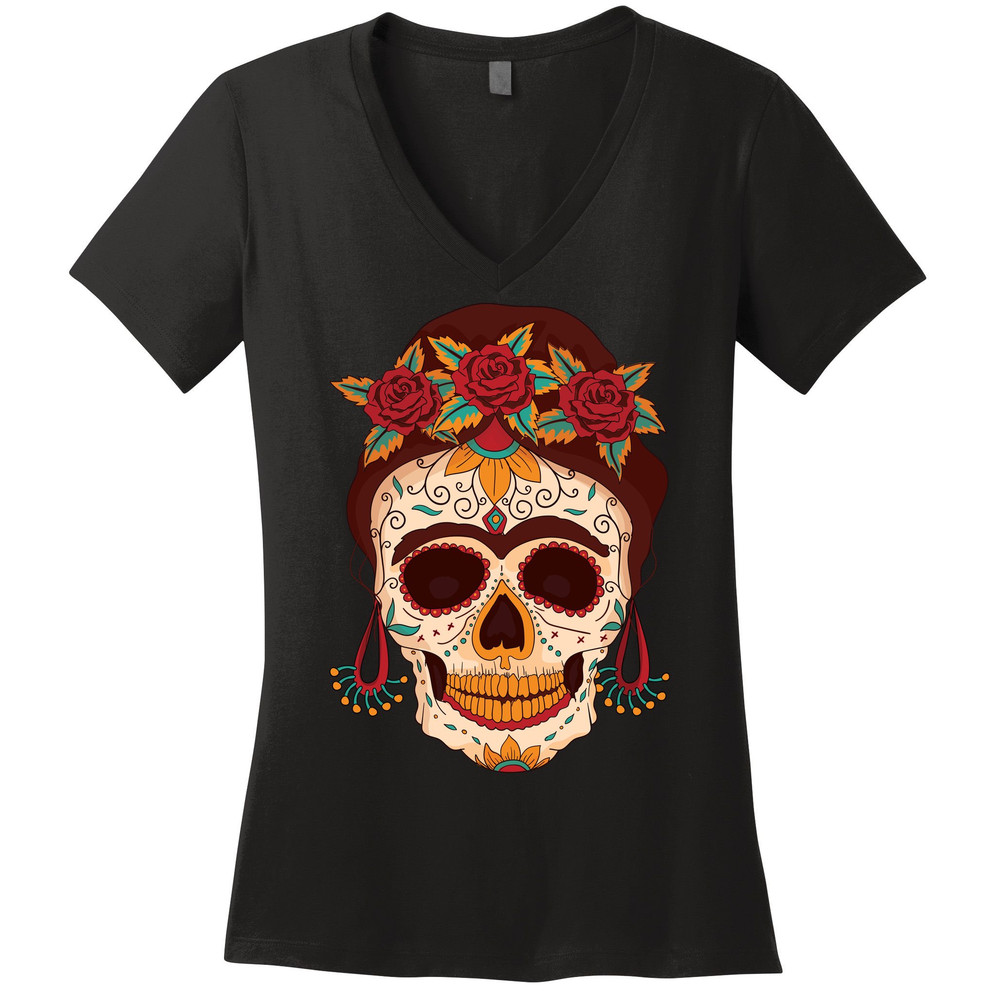 Day Of The Dead Female Women's V-Neck T-Shirt