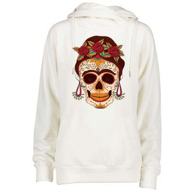 Day Of The Dead Female Womens Funnel Neck Pullover Hood