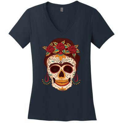 Day Of The Dead Female Women's V-Neck T-Shirt