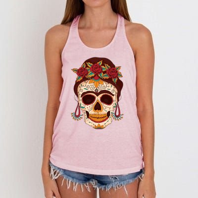 Day Of The Dead Female Women's Knotted Racerback Tank