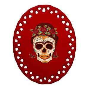 Day Of The Dead Female Ceramic Oval Ornament