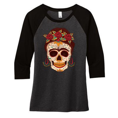 Day Of The Dead Female Women's Tri-Blend 3/4-Sleeve Raglan Shirt