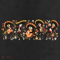 Day Of The dead Mariachi  7 Panel Mesh Trucker Snapback Hat