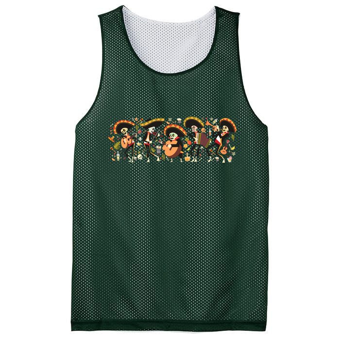 Day Of The dead Mariachi  Mesh Reversible Basketball Jersey Tank