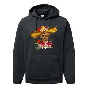 Day Of The Dead Mexican Skull Performance Fleece Hoodie