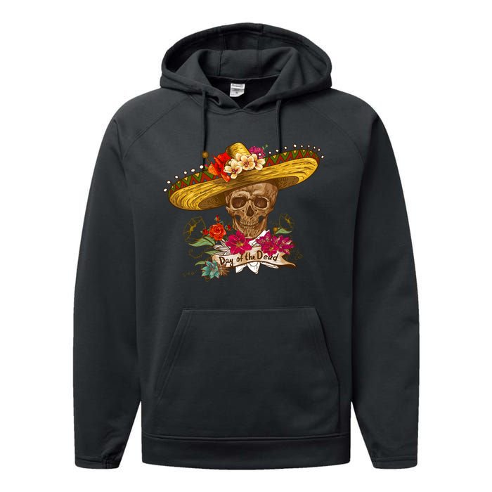 Day Of The Dead Mexican Skull Performance Fleece Hoodie