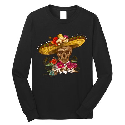 Day Of The Dead Mexican Skull Long Sleeve Shirt