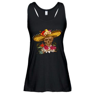 Day Of The Dead Mexican Skull Ladies Essential Flowy Tank