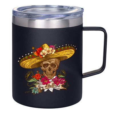 Day Of The Dead Mexican Skull 12oz Stainless Steel Coffee Mug